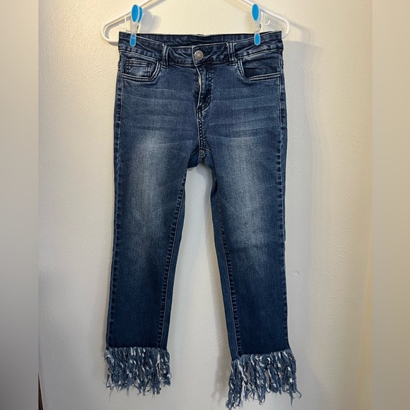 Litz Denim - LITZ JEANS Ankle Fray Fringe Denim Jeans‎ Medium Wash Women's Waist Size 28